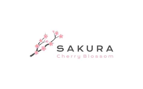 Sakura Logo Illustration, Japanese Flower Cherry Blossom Logo Design Inspiration