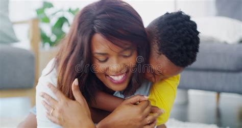 African Mother, Boy and Hug in House with Laugh, Bonding or Care with ...