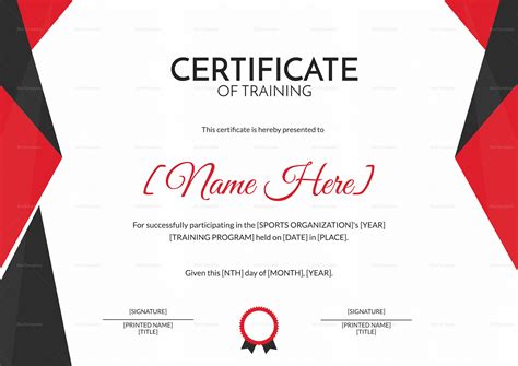 Training Certificate Template Word