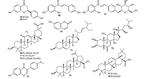 Chemical structures of components 65-78 from Glycyrrhizae Radix et Rhizoma. | Download ...