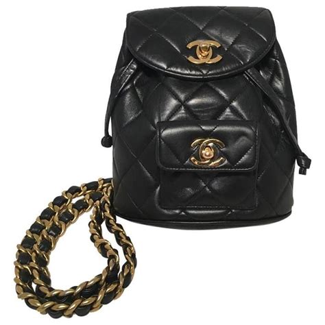 RARE Chanel Vintage Black Quilted Leather Mini Backpack For Sale at 1stDibs | chanel mini ...