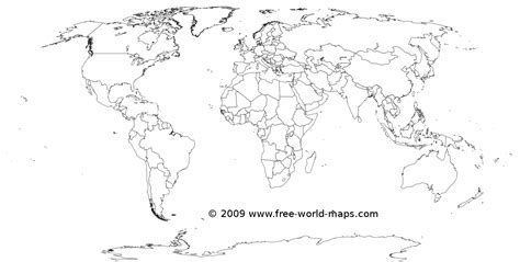 Printable white-transparent political blank world map C3 | Free world maps