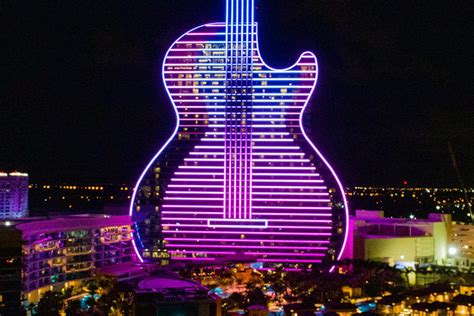 Hard Rock opens neon, guitar-shaped hotel in Florida