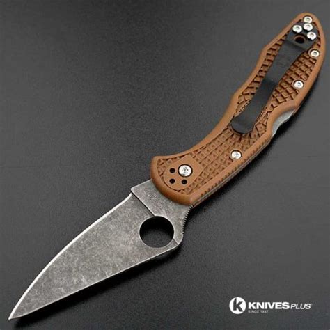 MODIFIED Spyderco Delica 4 - Acid Wash - Brown Handle/Black Backspacer