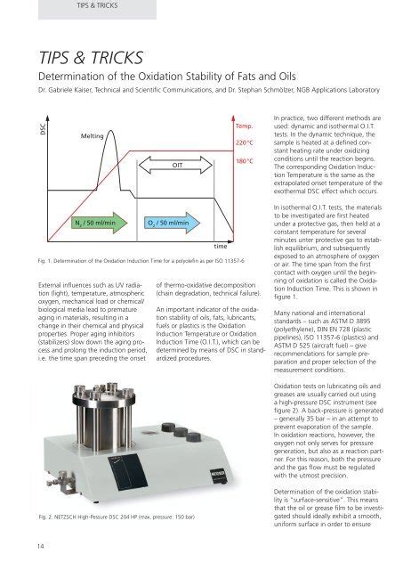 TIpS & TRICKS - NETZSCH Thermal Analysis