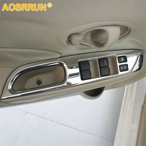 AOSRRUN ABS chrome window lifter control unit Cover Car accessories For Nissan Versa Sedan ...