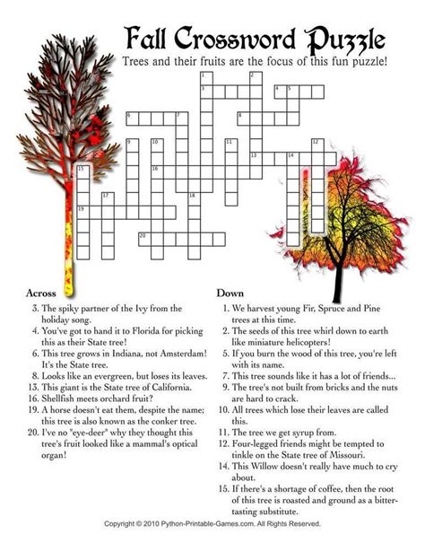 Fall Crossword Puzzle | Crossword puzzles, Autumn puzzle, Crossword