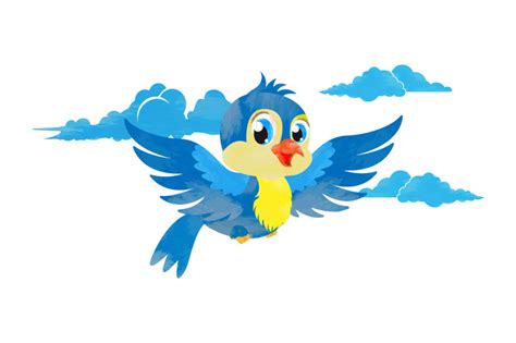 cute flying bird cartoon in watercolor By CurutDesign | TheHungryJPEG