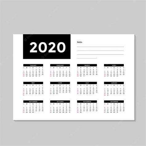 Premium Vector | Minimalist calendar 2020 template