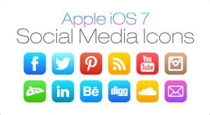 Free Apple iOS 7 Style Social Media Icons Set