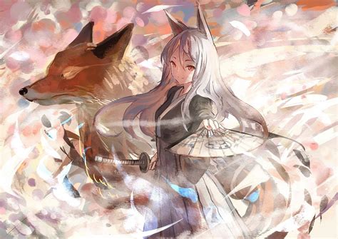 Anime Fox Spirit Girl - 1400x990 Wallpaper - teahub.io