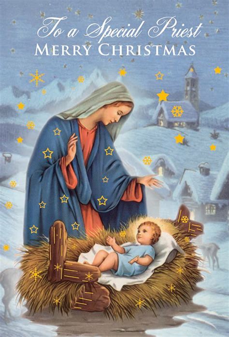 Christmas Greeting Card | For Priest | Mary & Jesus | 6-3/4” | 87448 - F.C. Ziegler Company