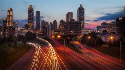 Gray concrete road, cityscape, building, lights, long exposure HD wallpaper | Wallpaper Flare