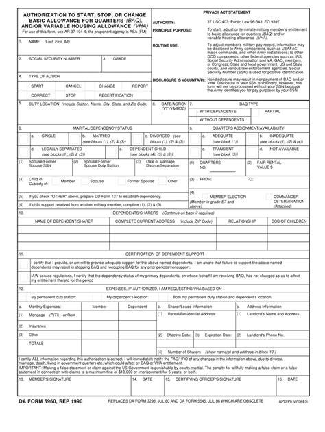 Army Da Form 5960 Fillable - Printable Forms Free Online