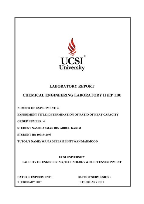 Determination-of-ratio-of-heat-capacity-UCSI LAB Report - LABORATORY ...