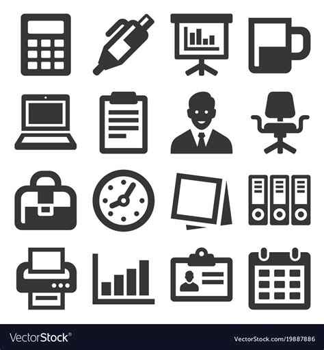 Office supplies icons set on white background Vector Image