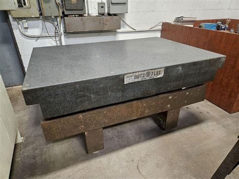 48″ X 72″ X 10″ MICRO-FLAT GRANITE SURFACE PLATE W/ STARRETT BASE ...