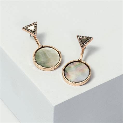 Rose Gold Plated Mother Of Pearl Ear Jacket Earrings By EVY Designs ...