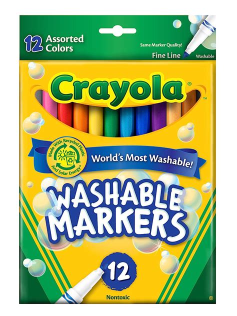 Crayola Washable Markers Assorted Colors Fine Line (Pack Of 3 ...