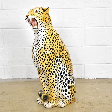 XL Italian Ceramic Leopard Statue | #72305