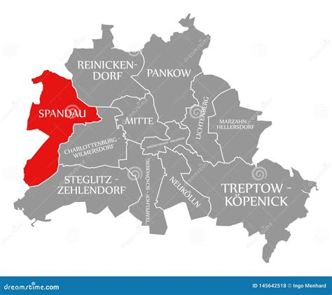 Spandau City District Red Highlighted in Map of Berlin Germany Stock ...