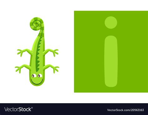 I is for iguana letter cute Royalty Free Vector Image