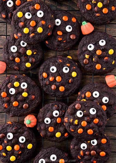 Reese's Pieces Halloween Cookies - Little Sweet Baker