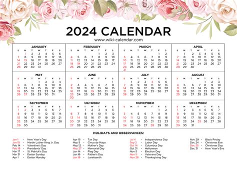 Free Printable Floral Calendar 2024 - Wiki Calendar