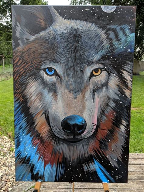 "The Wolf You Feed" in acrylic medium by Lauren Elizabeth W. | Wolf ...