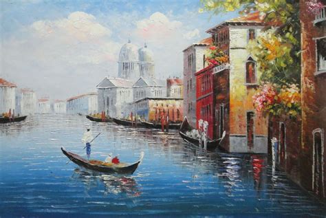 Enjoying Venice on Gondola Oil Painting Italy Naturalism 24 x 36 Inches Oil Painting | Venice ...