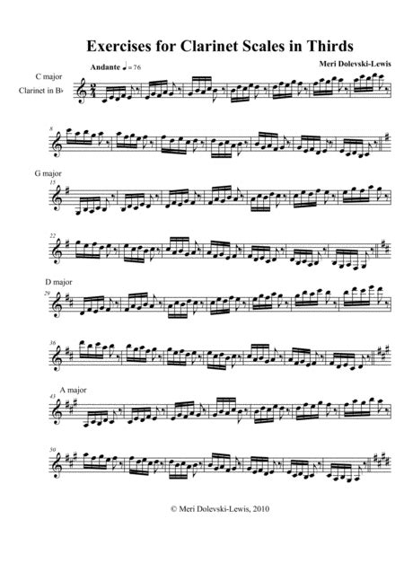 Clarinet Prep Exercises For Scales In Thirds: Major Keys By Meri Dolevski Digital Sheet Music ...