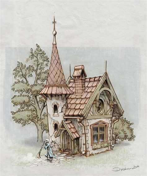 fairytale cottage art - Google Search | House illustration, House drawing, Drawings