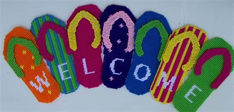 "Flip Flop Welcome Sign" | Plastic Canvas Pattern