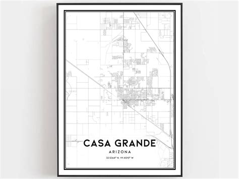 Casa Grande Map Print Casa Grande Map Poster Wall Art Az | Etsy