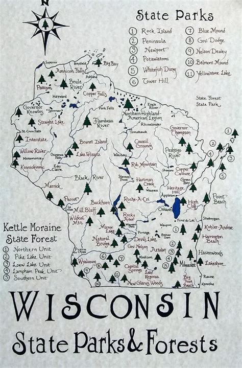 Wisconsin State Park and Forest Map | Wisconsin state parks, State parks, Wisconsin state