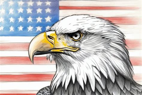 Eagle Sketch and American Flag - Timothy A Rowland Digital Art - Digital Art & AI, Politics ...