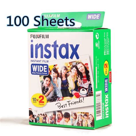 100 Sheets Fujifilm Instax Wide Film Plain Edge Twin Pack Version ...