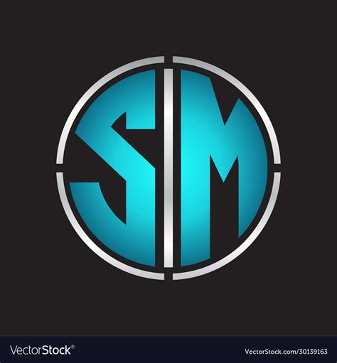 Sm logo initial with circle line cut design Vector Image