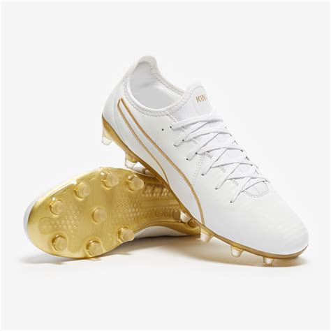 Puma King Pro FG - White/Gold - Firm Ground - Mens Soccer Cleats