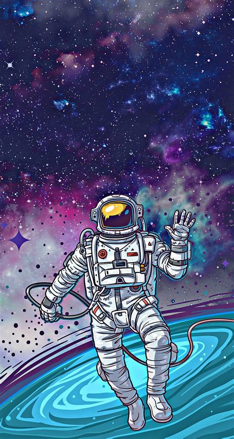 Astronaut in space, astronaut, cartoon, colourful, galaxy, space, HD phone wallpaper | Peakpx