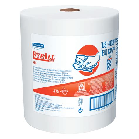 Kimberly-Clark Professional WypAll X80 Towels, Jumbo Roll, Cotton White, 475 per roll - Walmart.com