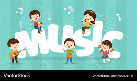 Music kids 015 Royalty Free Vector Image - VectorStock