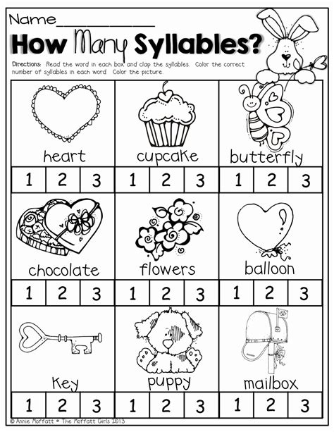 50 Syllables Worksheet For Kindergarten