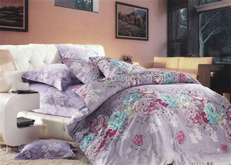 4pc bedlinen newest duvet quilt covers sets pink blue flower purple ...