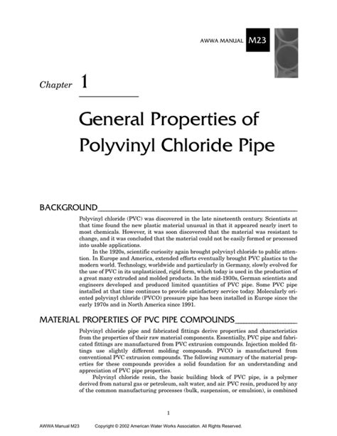 General Properties of Polyvinyl Chloride Pipe