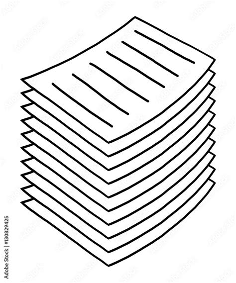 stack of paper / cartoon vector and illustration, black and white, hand ...