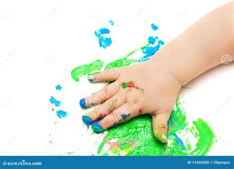 Painted baby hand stock photo. Image of white, colored - 12426580