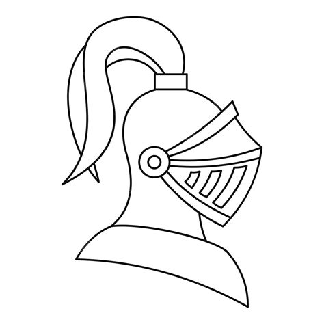 Medieval Knight Helmet Icon Outline Style, Night Drawing, Knight ...