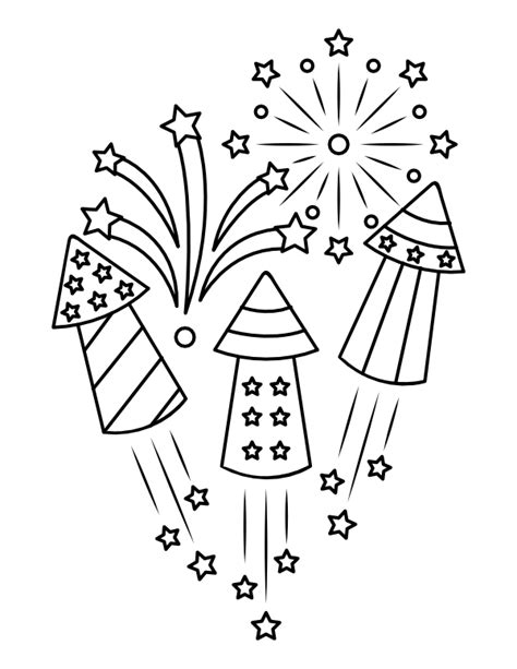 Printable Fourth Of July Fireworks Coloring Page