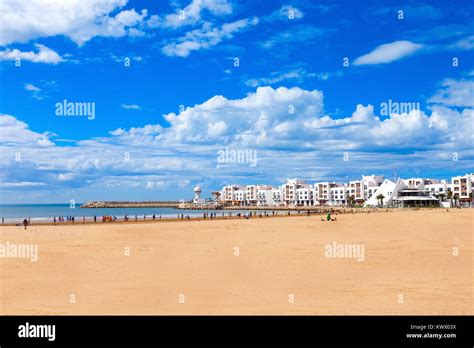 Agadir main beach in Agadir city, Morocco. Agadir is a major city in ...